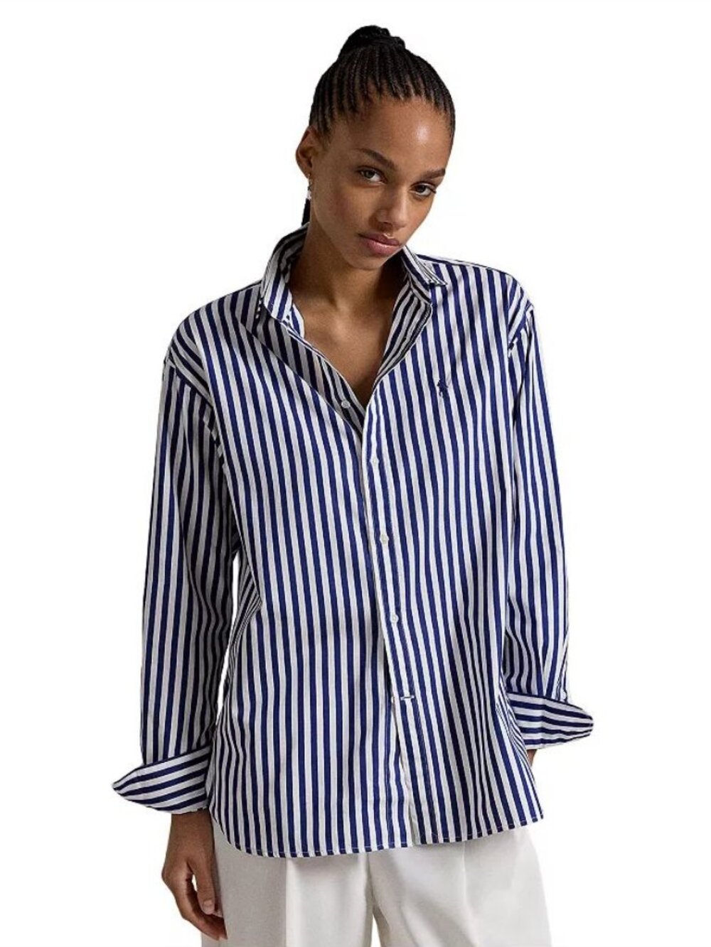 Polo Ralph Lauren Relaxed Fit Striped Cotton Shirt Blue White S NWT